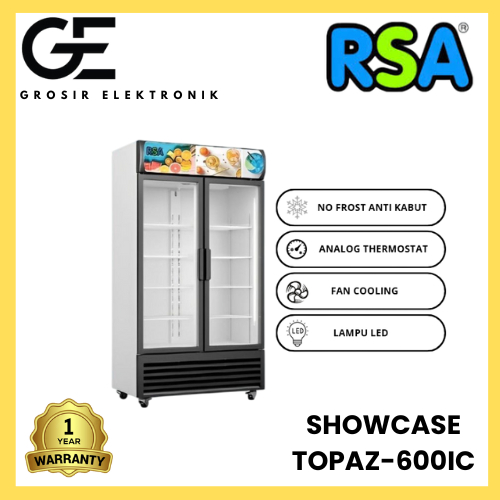 Jual RSA Showcase TOPAZ-600IC Display Cooler Dua Pintu No Frost Anti ...