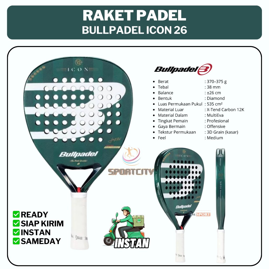 Jual BULLPADEL ICON 26 Racket Bull Padel Raket Original | Shopee Indonesia