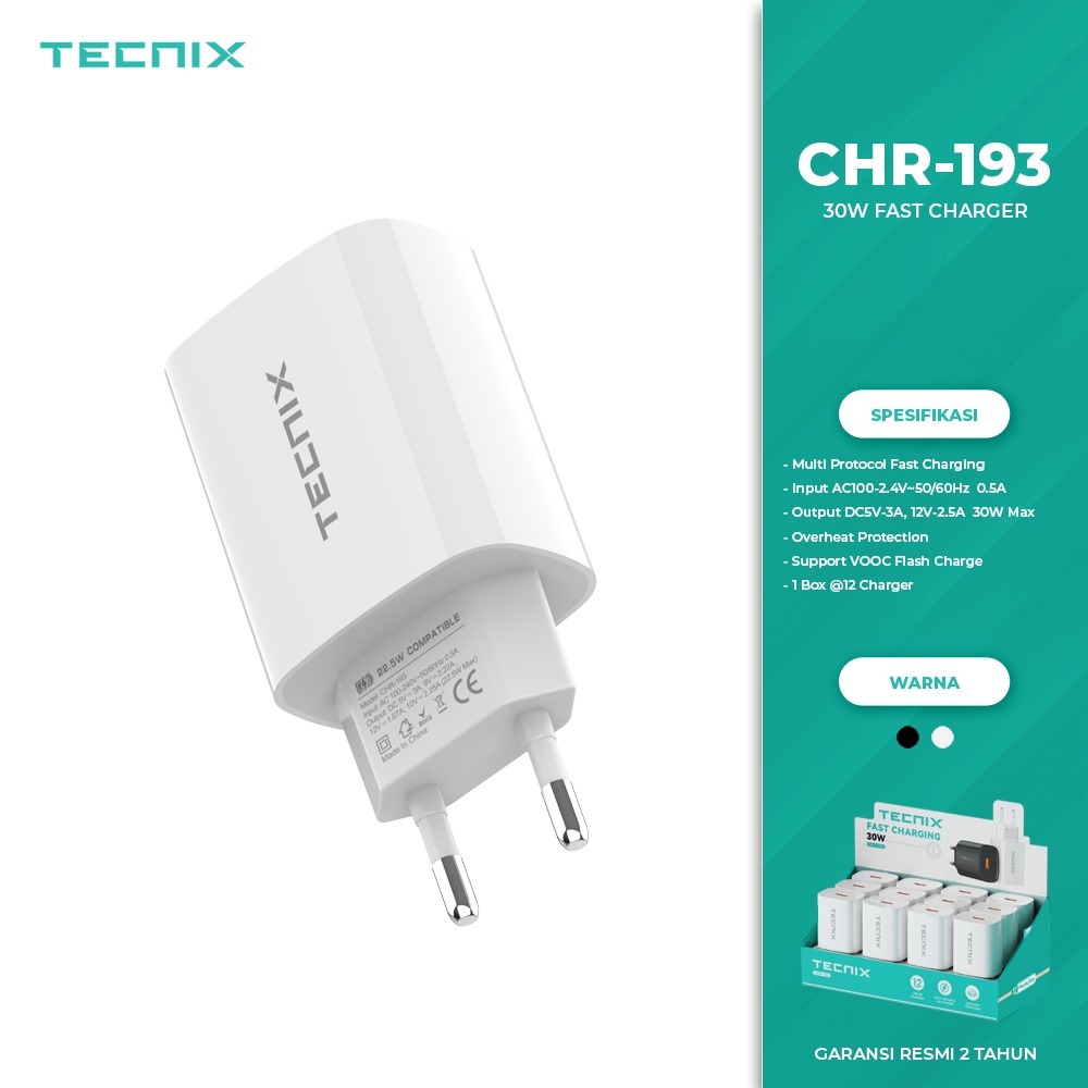 Jual TECNIX CHR-193 ADAFTOR CHARGER 30WATT FAST CHARGING MULTI PROTOCOL ...