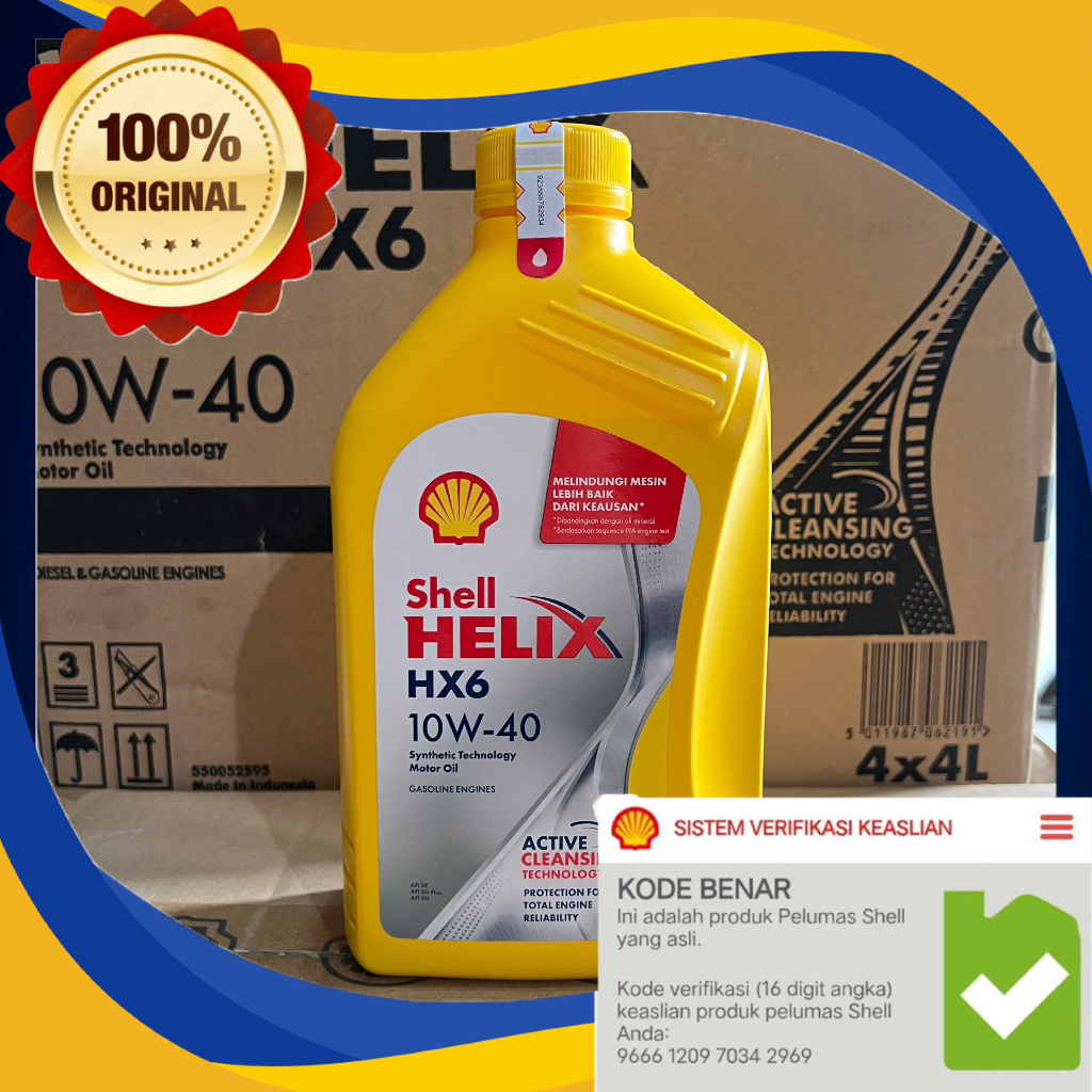 Jual 1L OLI MESIN SHELL HX6 10W40 BAHAN BAKAR BENSIN MATIC MANUAL ...