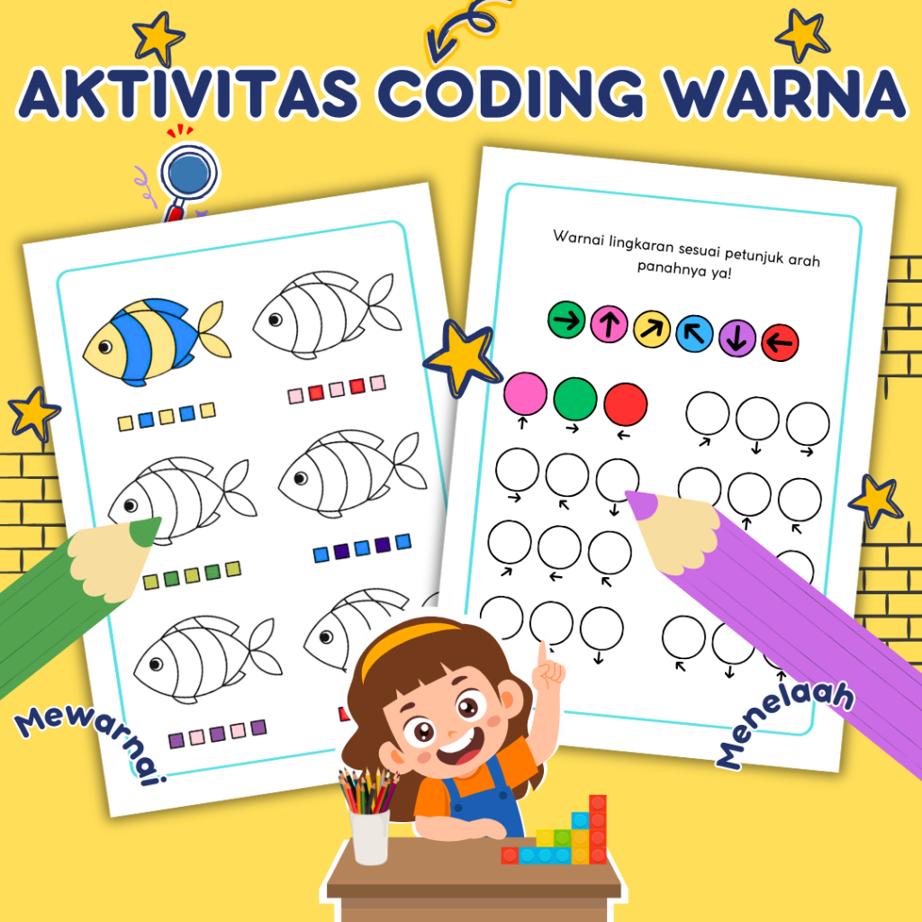 Jual 51 Lembar Coding Warna Mewarnai dan Menelaah / Lembar Aktivitas ...