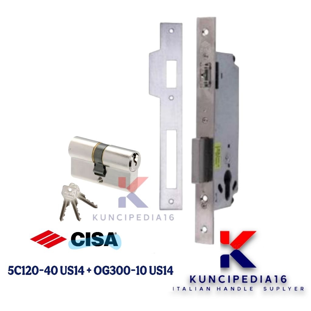 Jual Lockset Pelor CISA 5C120-40 US14 + Cylinder Original Italy ...