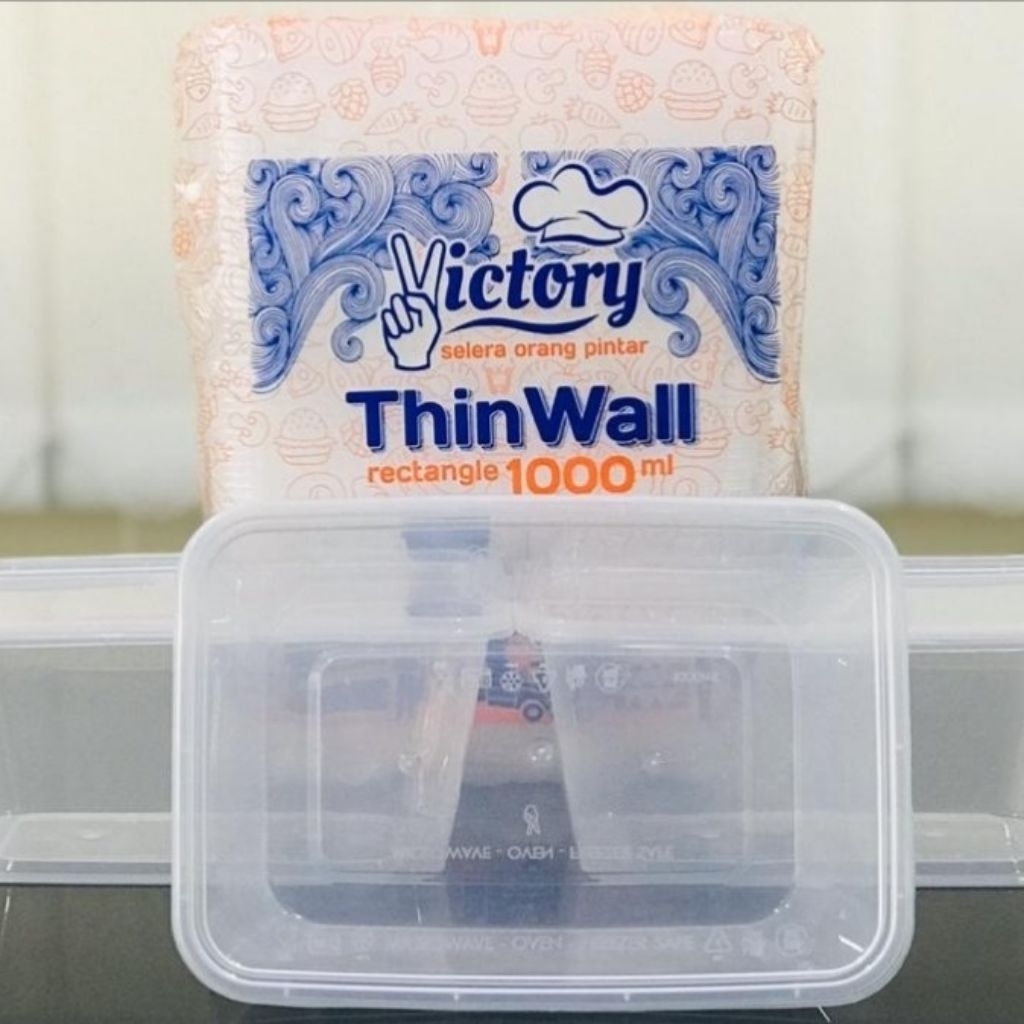 Jual Thinwall Rectangle Victory 1000ml Persegi Panjang Sudah Sama Tutup ...