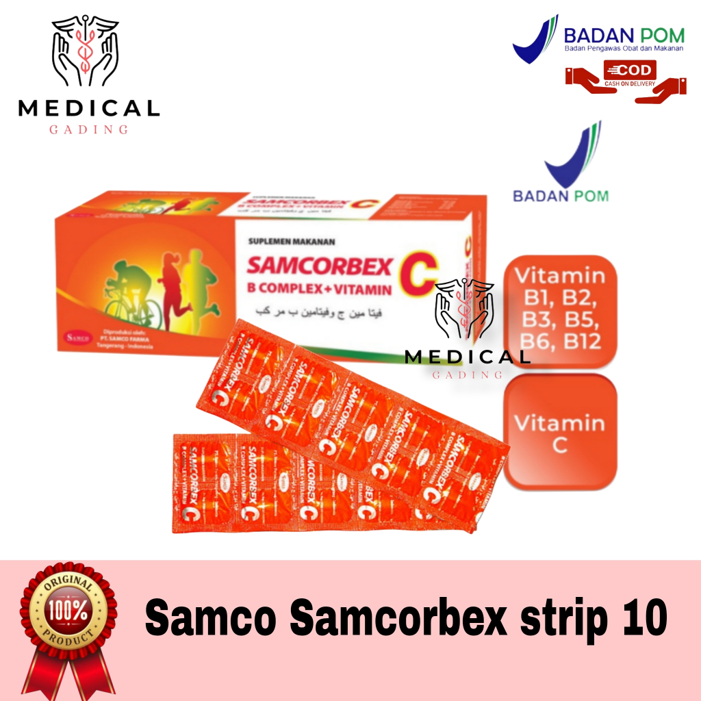 Jual Samcorbex Strip Isi 10 Tablet - Vitamin C | B Complex | B12 B1 ...