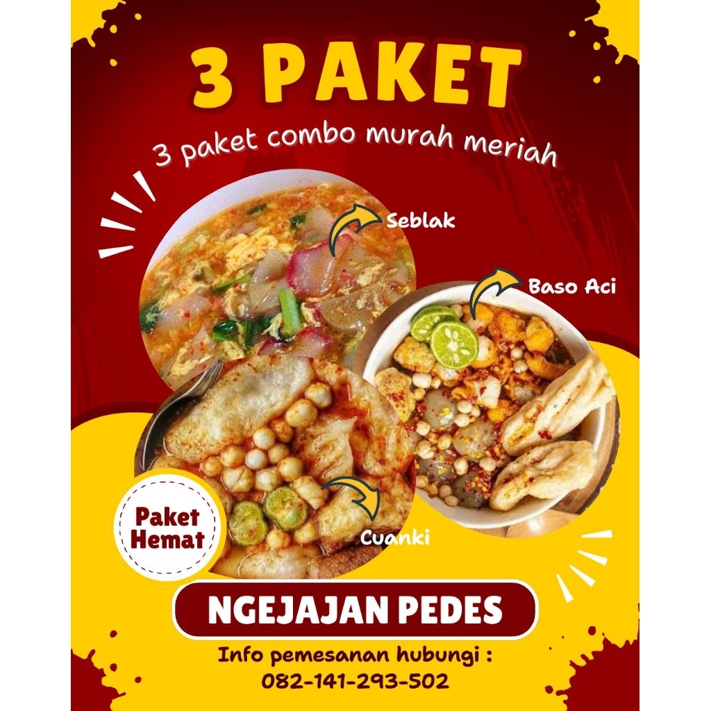 Jual 3 PAKET COMBO BASO ACI SEBLAK CUANGKI INSTAN PREMIUM ECERAN