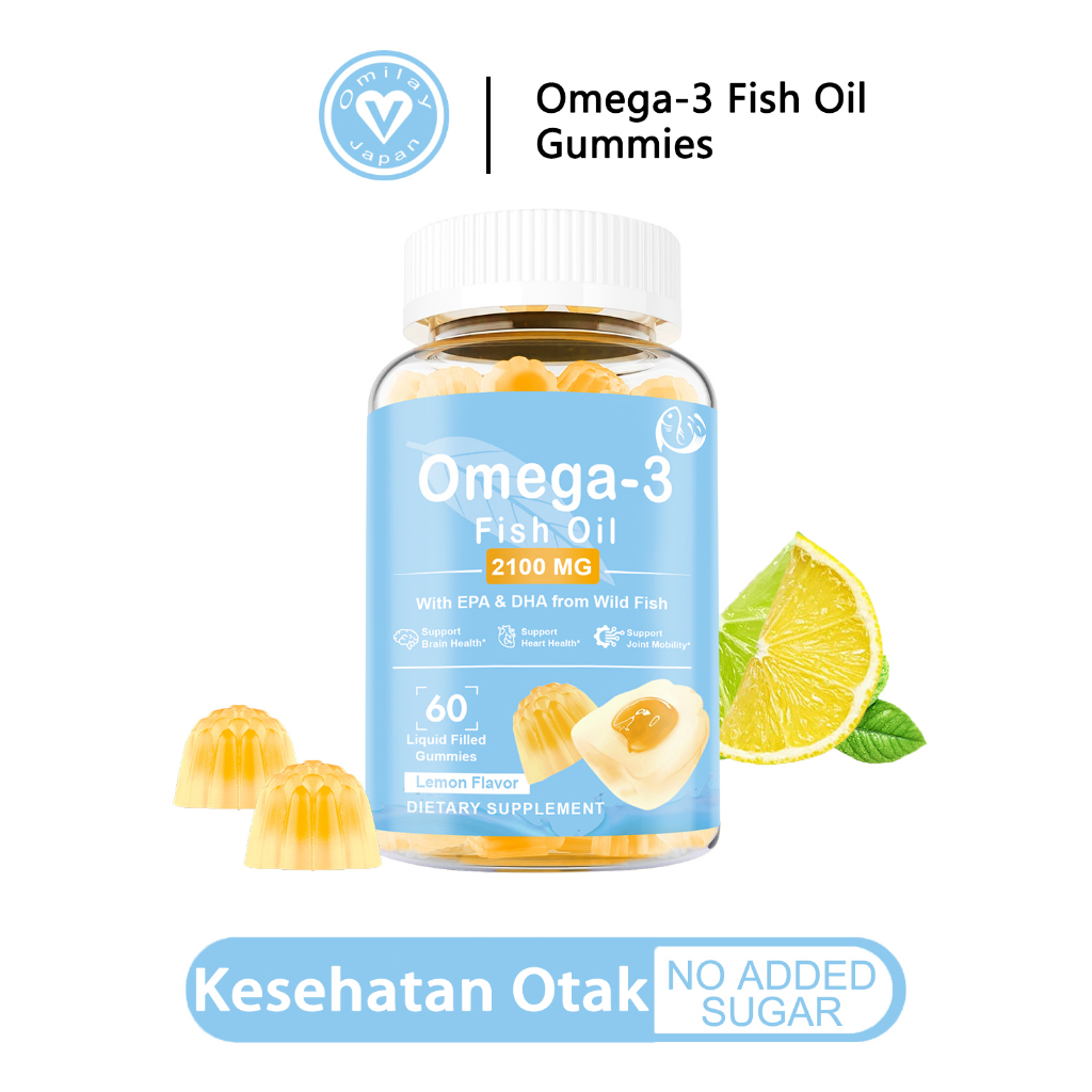 Jual Omilay Minyak Ikan Omega 3 Gummy Supports Brain Heart Eyes Omega 3 ...