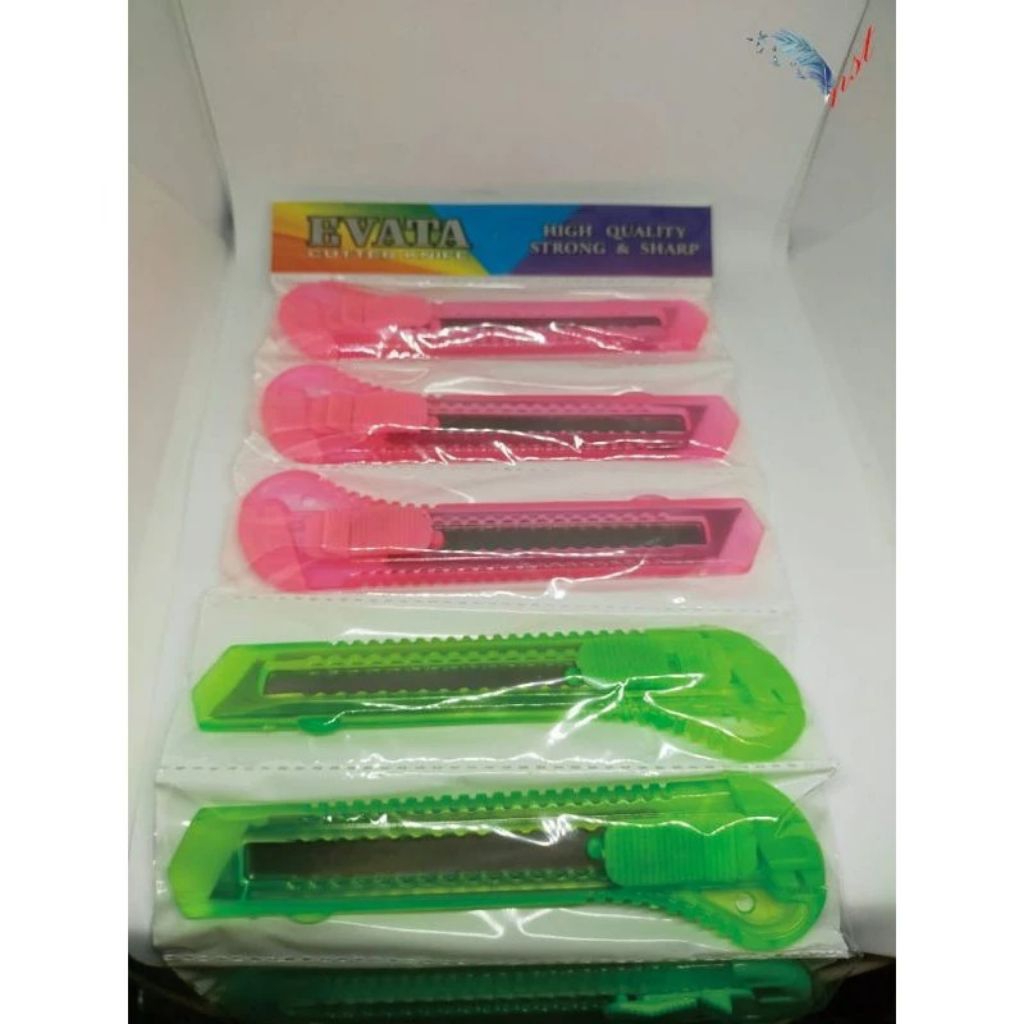 Jual Cutter bening transparan renceng besar isi 12 pcs murah | Shopee ...