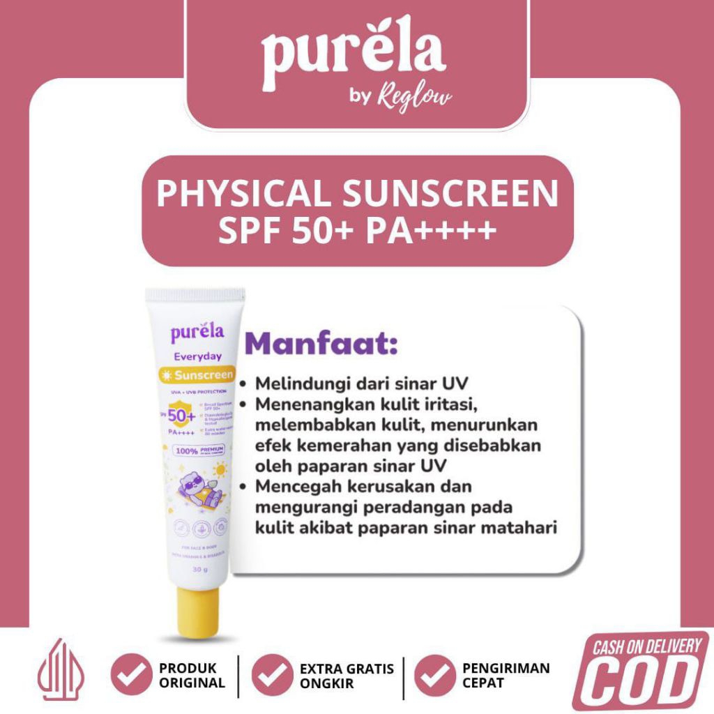 Jual Purela Sunscreen SPF50+ PA++++ – Tabir Surya Aman untuk Kulit ...