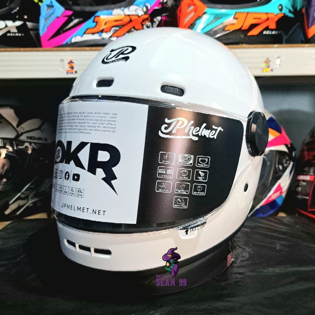Jual HELM JPX JP ROKR SOLID BROKEN WHITE FULL FACE ORIGINAL SNI DOT ...