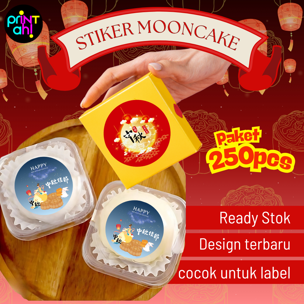 Jual Print ah! paket 250 pcs stiker label mooncake festival | label kue ...