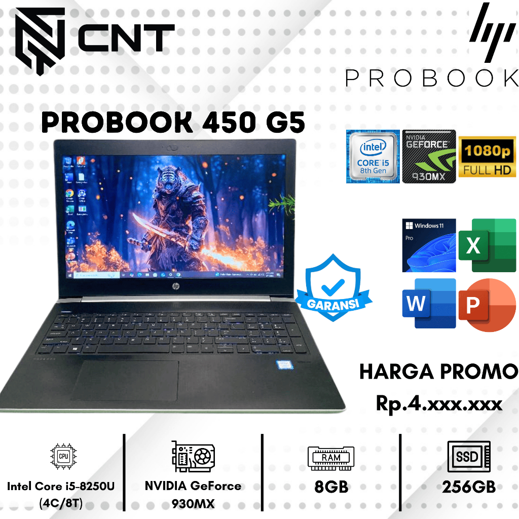 Jual Laptop HP ProBook 450 G5 core i5-8th Nvidia 930MX Backlit