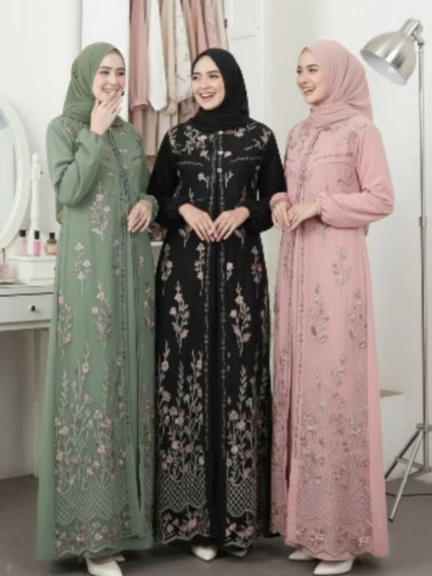 Gamis seruti premium busui friendly tampilan depan