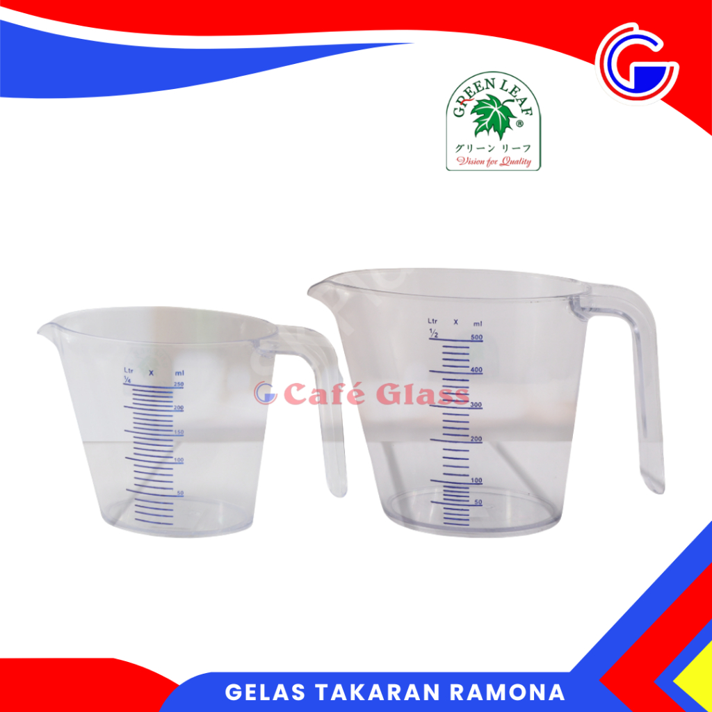 Gelas Takar Ramona Akrilik - Gelas Ukur Minyak Air - Gl-1822/Gl-1823 Gelas Takar Green Leaf
