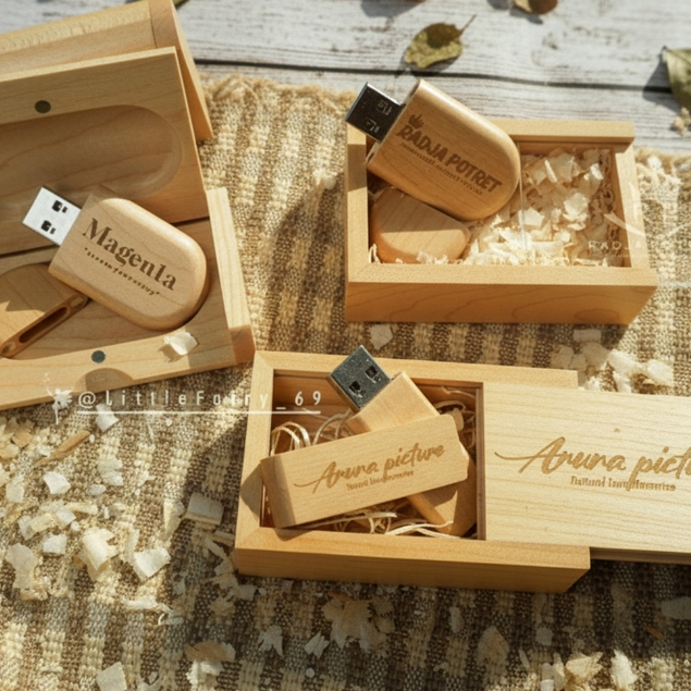 Jual [Little Fairy] Flashdisk Kayu Box Free Gravir Usb 3.0 / USB Wooden ...