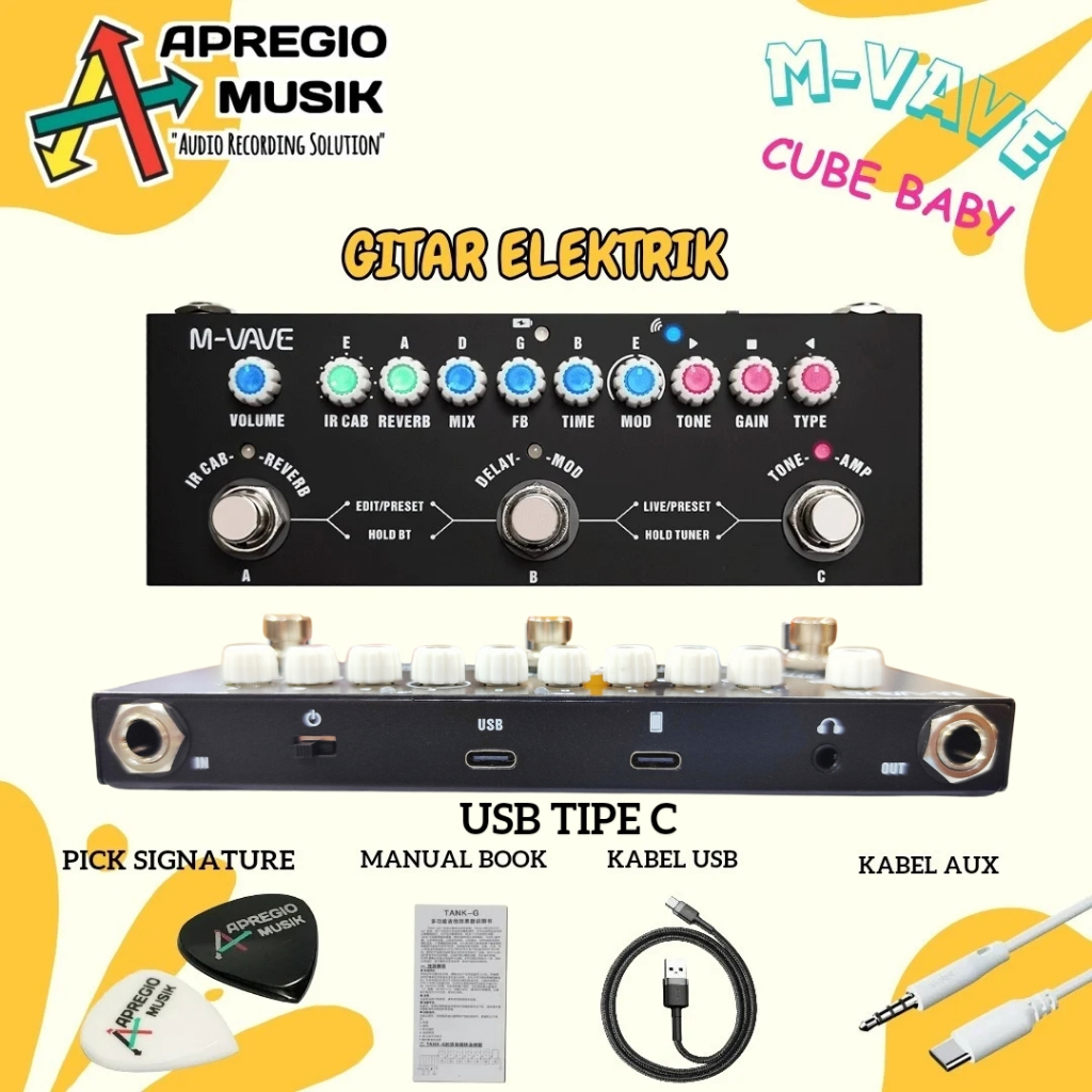 M-Vave MVAVE Cuvave Cube Baby Cubebaby elektrik electric Multi Efek Peda Gitar Rechargeable Effect guitar Original