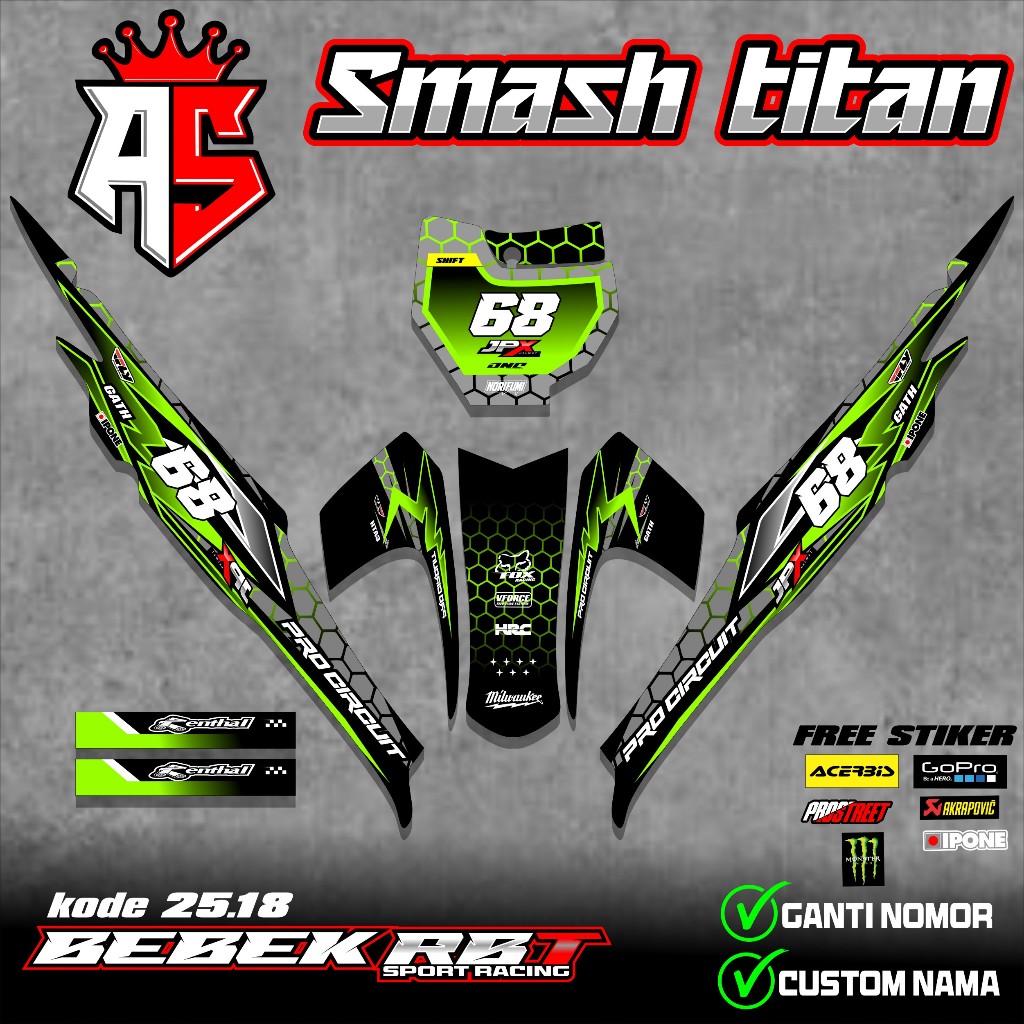 Jual (COD) Sticker RBT SMASH TITAN SEMI FULLBODY MOTOR RBT BEBEK MODIF ...