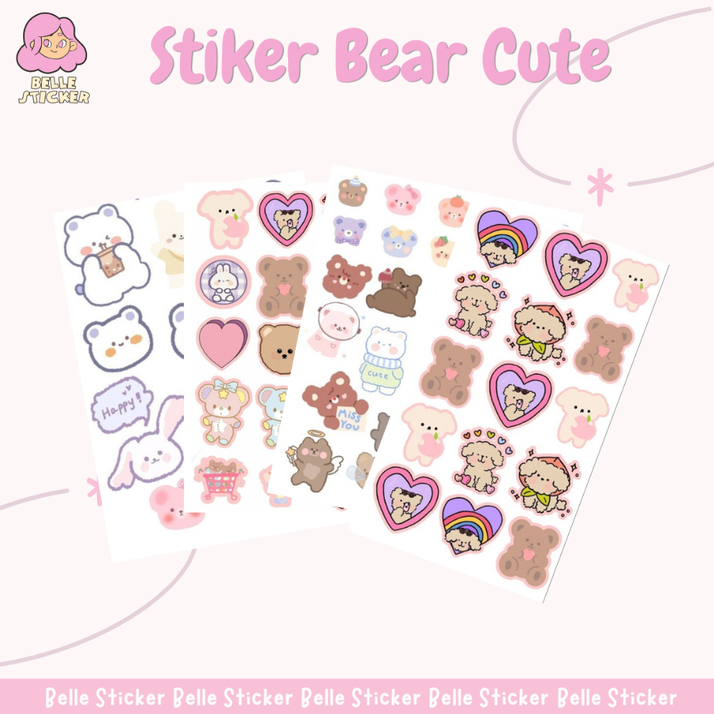Jual Sticker Aesthetic Bear Cute Sticker Laptop Mini Sticker Tumblr ...