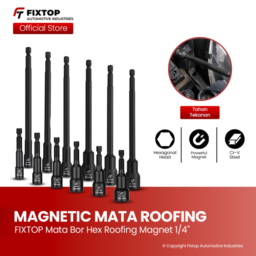Jual FIXTOP Mata Bor Impact Roofing 1/4 inch Magnet Adaptor Bit Hex ...