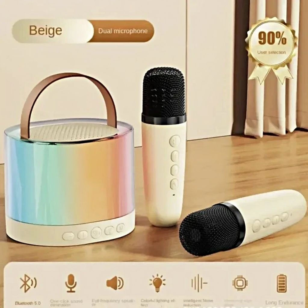 Jual Speaker Mini Bluetooth 2 Mic Karaoke Speaker Wireless Portable ...