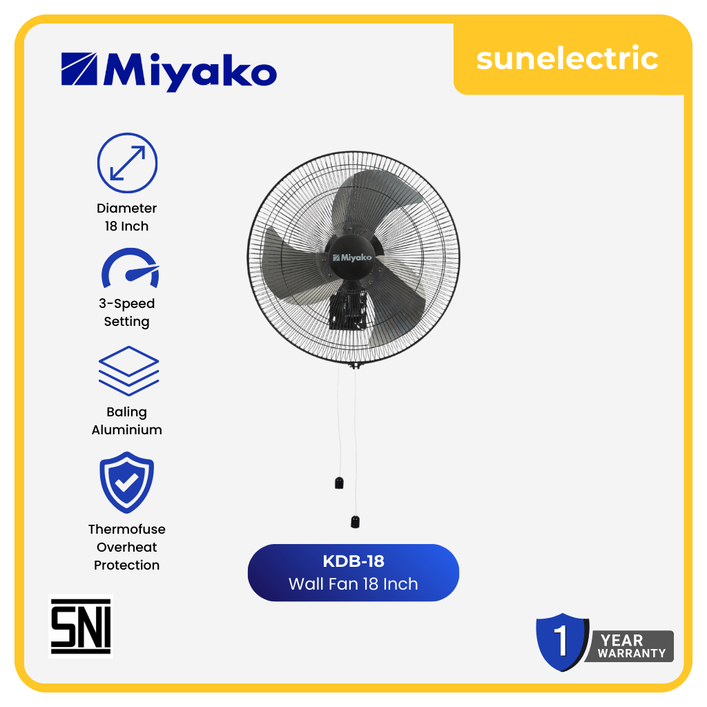 Jual Miyako KDB-18 Kipas Angin Dinding KDB 18 / Wall Fan KDB 18 - Hitam ...