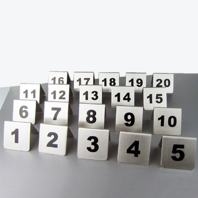Jual [10Pcs] Nomor Meja Cafe Stainless Steel Table Number Plat 1-10 ...