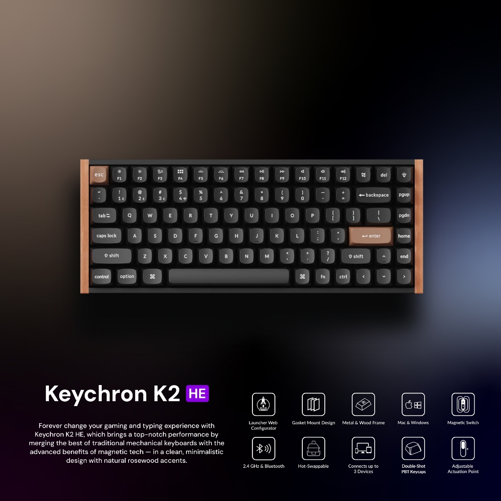 Jual Keychron K2 HE 75% Layout Wireless Magnetic Switch Custom Keyboard ...