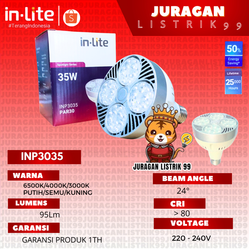 Jual INLITE - LAMPU SOROT LED PAR30 E27 INP3035 35WATT / LAMPU SOROT ...