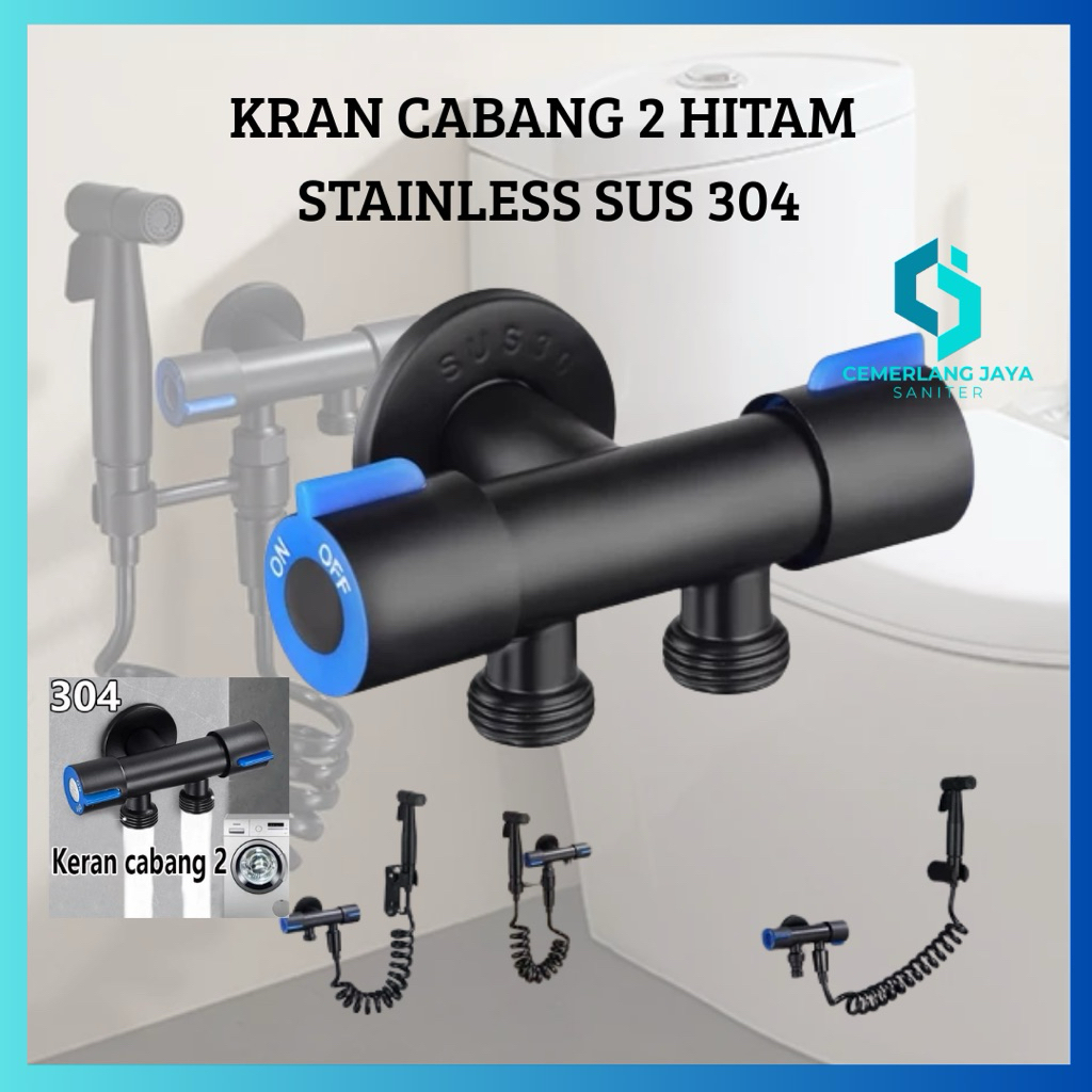 Jual CEMERLANG JAYA - Stop Kran Hitam Cabang Double Handle Kanan Kiri ...