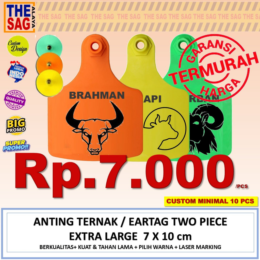 Jual EARTAG 7X10cm CUSTOM NO + INISIAL + LOGO (HARGA PER PCS PEMBELIAN ...
