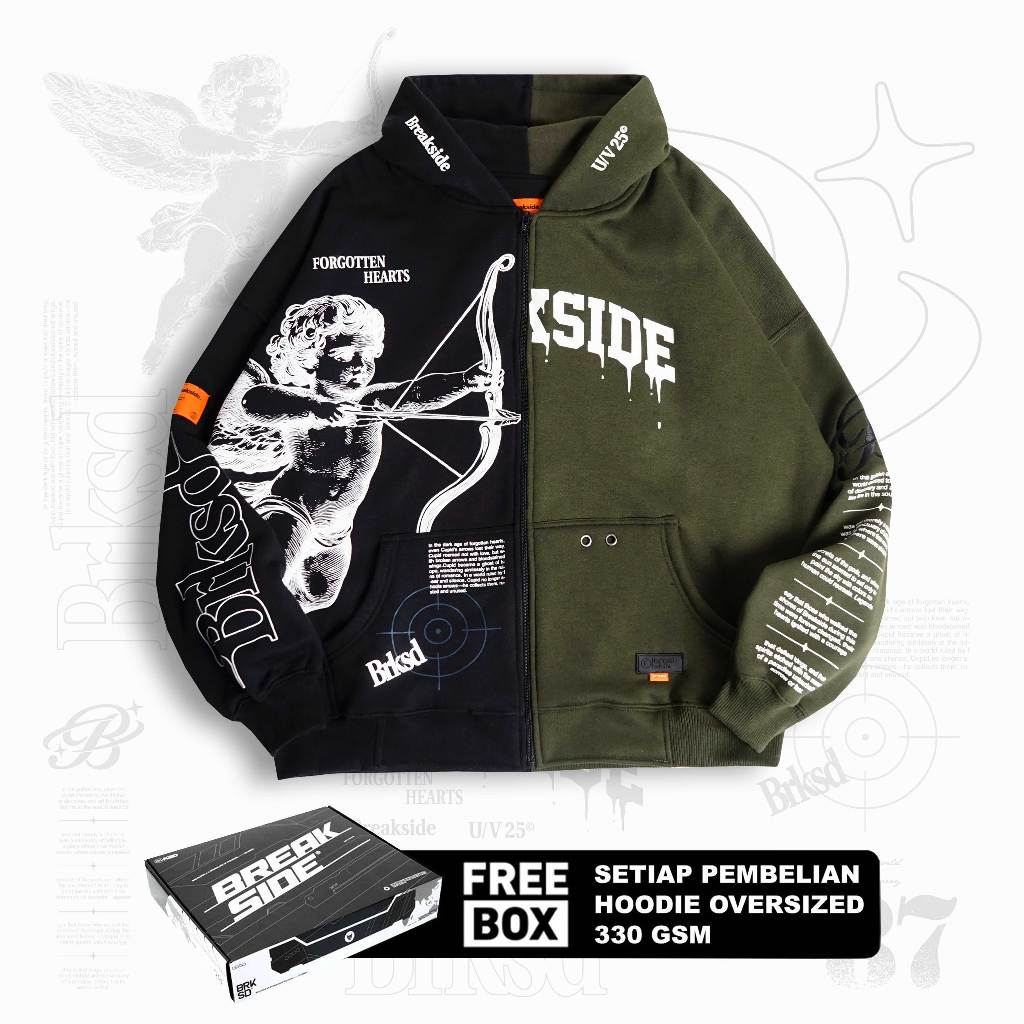 Jual [FREE BOX] Breakside Zipper Hoodie Oversized Forgotten Hearts ...