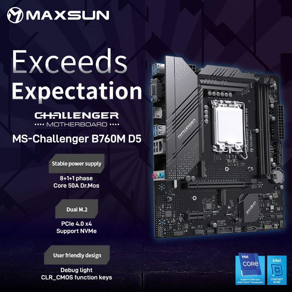 Jual MAXSUN Challenger B760M D5 Motherboard LGA 1700 Micro ATX KYO ...