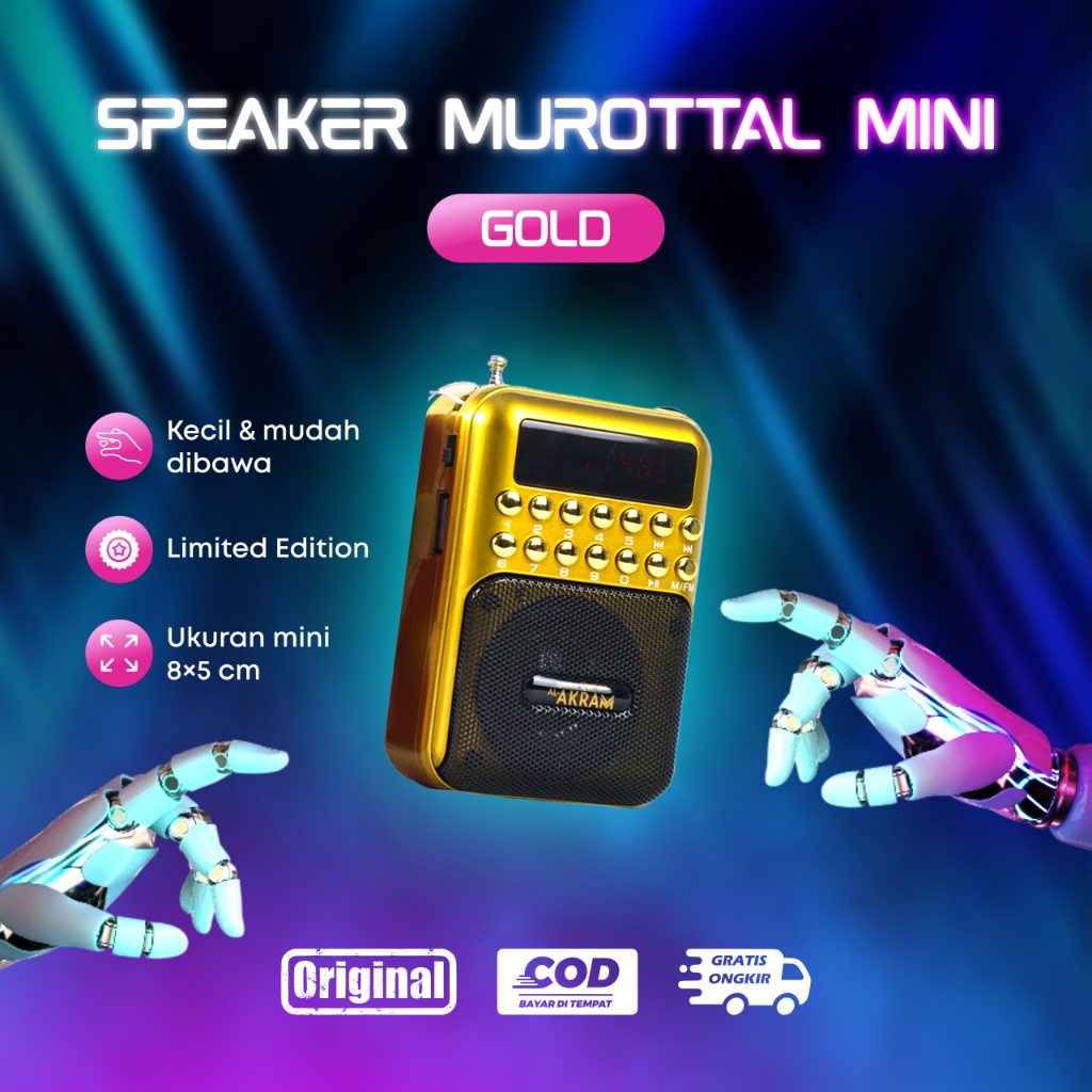Jual AL-AKRAM Speaker Murottal Qur'an Mini - GOLD Speaker Qur'an 30 Juz ...