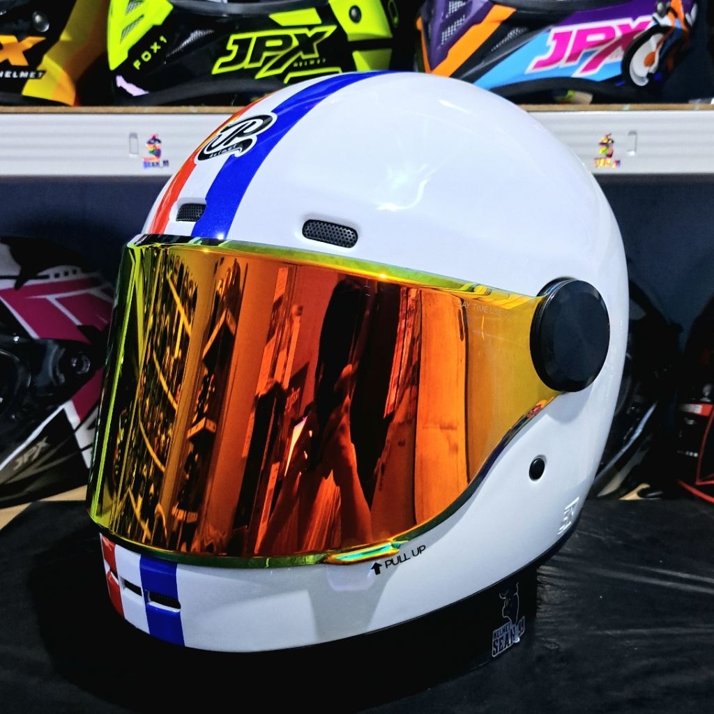 Jual HELM JPX JP ROKR MOTIF RK 02 BROKEN WHITE FULL FACE ORIGINAL SNI ...
