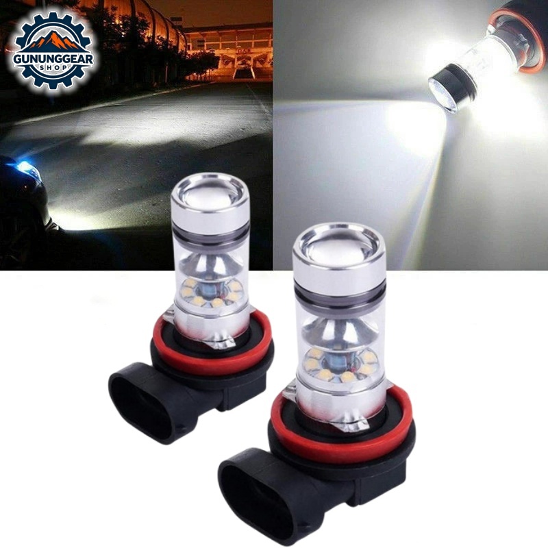 2Pcs H11 H8 Lampu Kabut Lampu LED Mobil Super Terang 100W 20SMD 4300K 1000LM Cahaya Putih