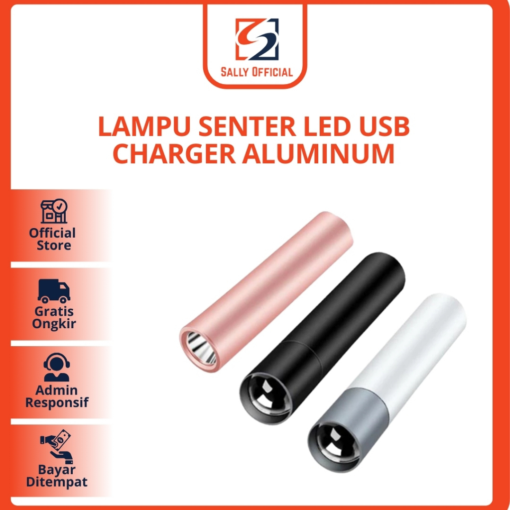 Jual Lampu Senter LED Charger USB Rechargeable Mini Flashlight Aluminum ...