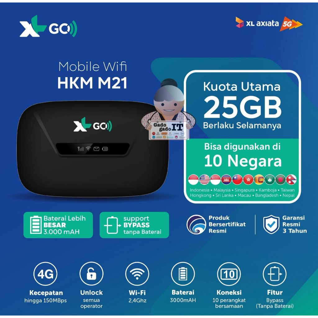Jual Mifi Router Movimax MV003 Speed 4G LTE XL GO Bundling XL 25GB ...