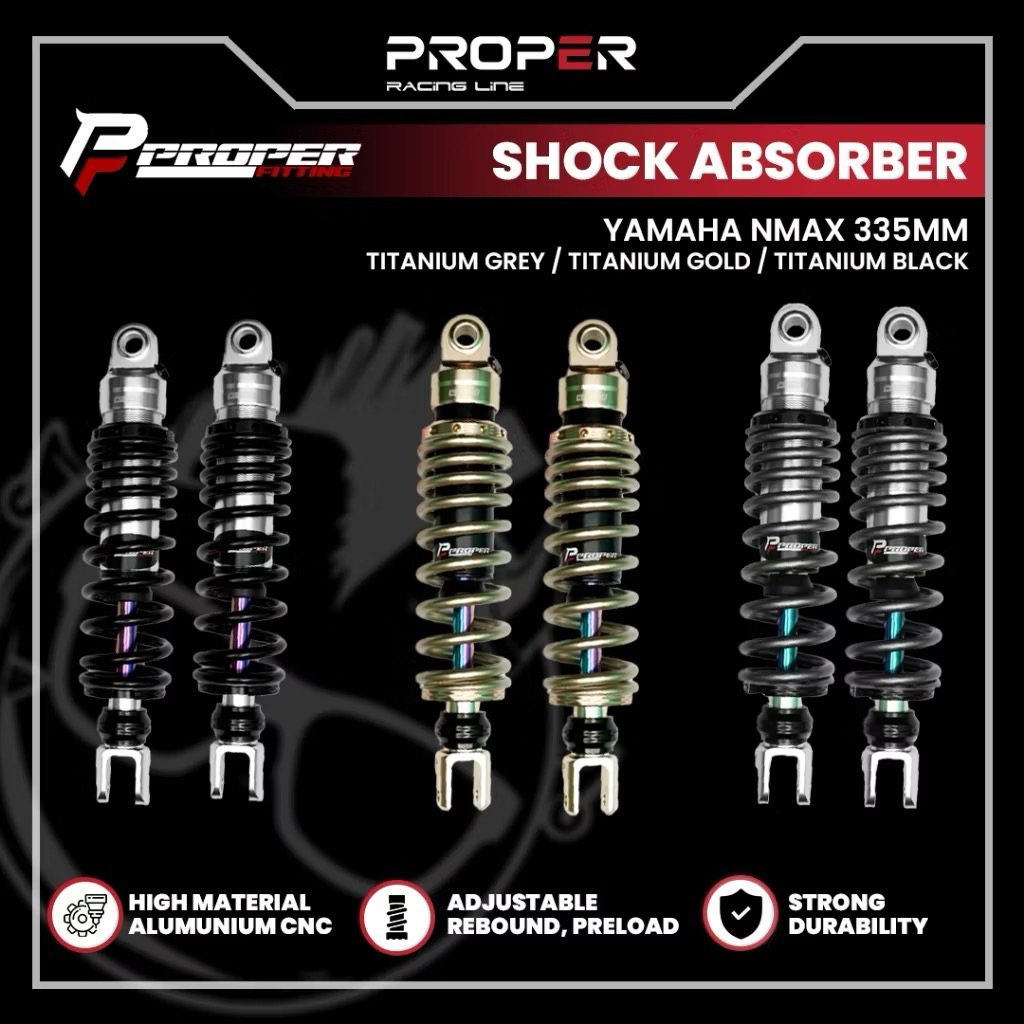 Jual SHOCK ABSORBER PROPER RACING LINE YAMAHA NMAX 335MM ORIGINAL ...