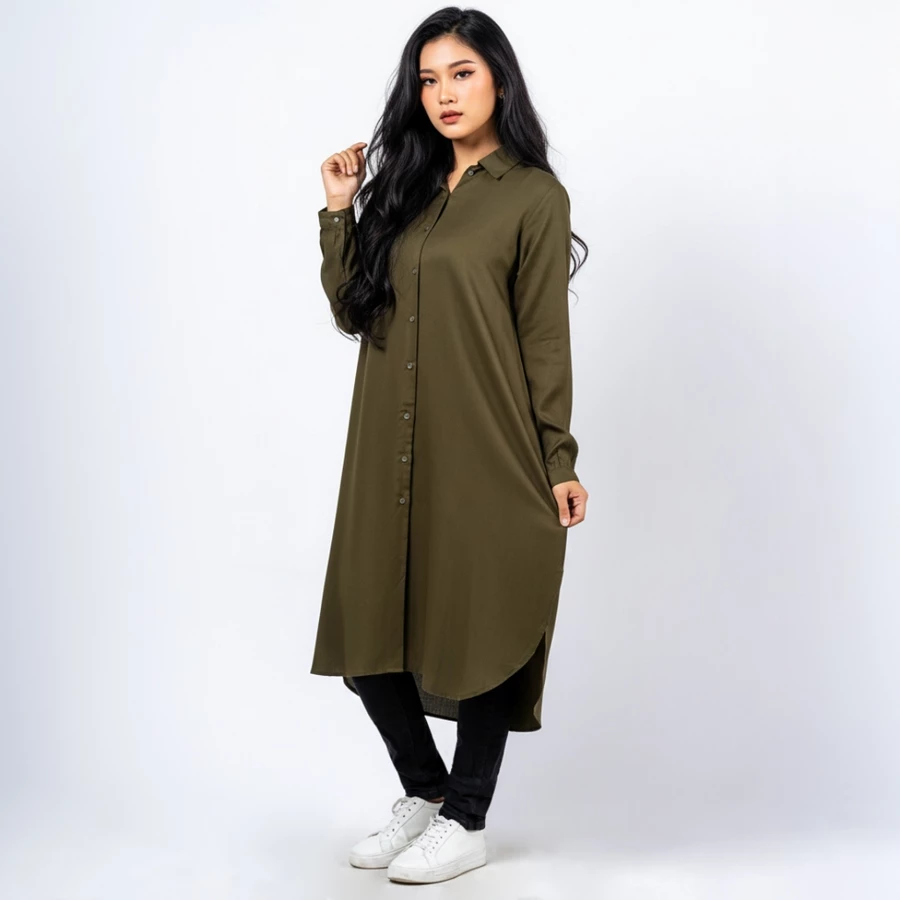Khanla Green Casual Maxi Shirt