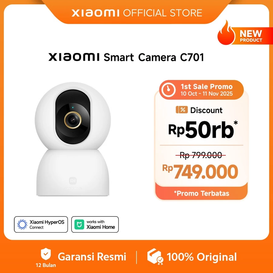 Xiaomi Smart Camera C701 | 4K Ultra-HD visuals with 8MP camera | Smart AI Protection | Dual-band WiFi 6 Connectivity | Kontrol Suara