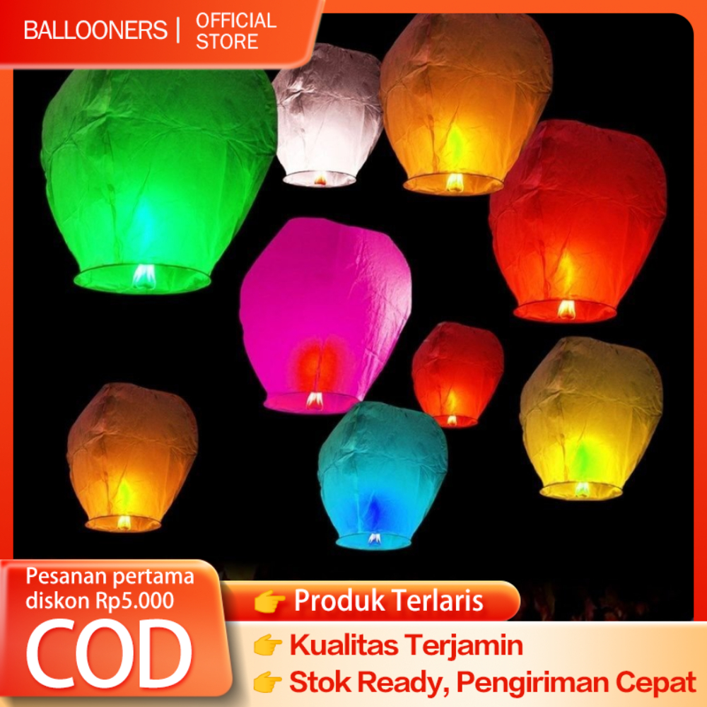 Jual Lampion Terbang Random Lantern Lampion Kertas Warna Warni | Shopee ...