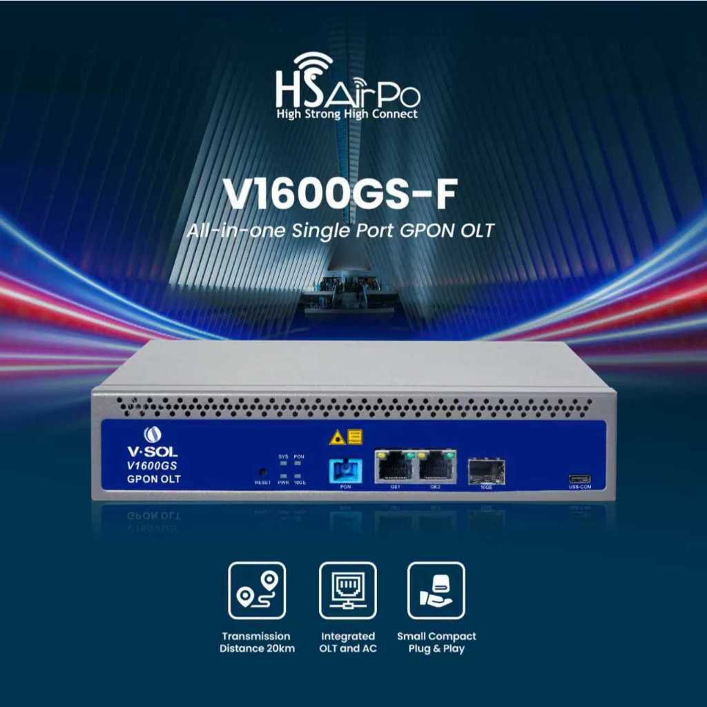 Jual HSAirPo OLT GPON VSOL 1 PORT PON V1600GS Support 128 User ONU (SFP ...
