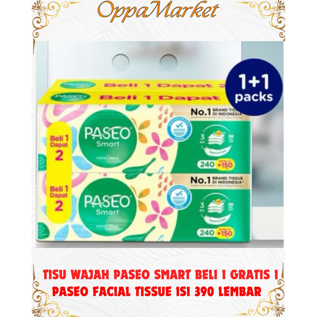 Jual Tisu Paseo Smart Facial Soft Tisu Wajah Beli 1 Gratis 1 Isi 390 ...