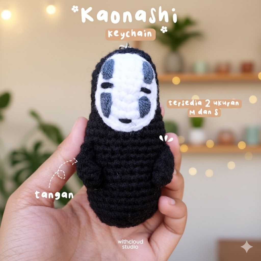 Jual Kaonashi Crochet keychain | Gantungan rajut by withcloud studio ...