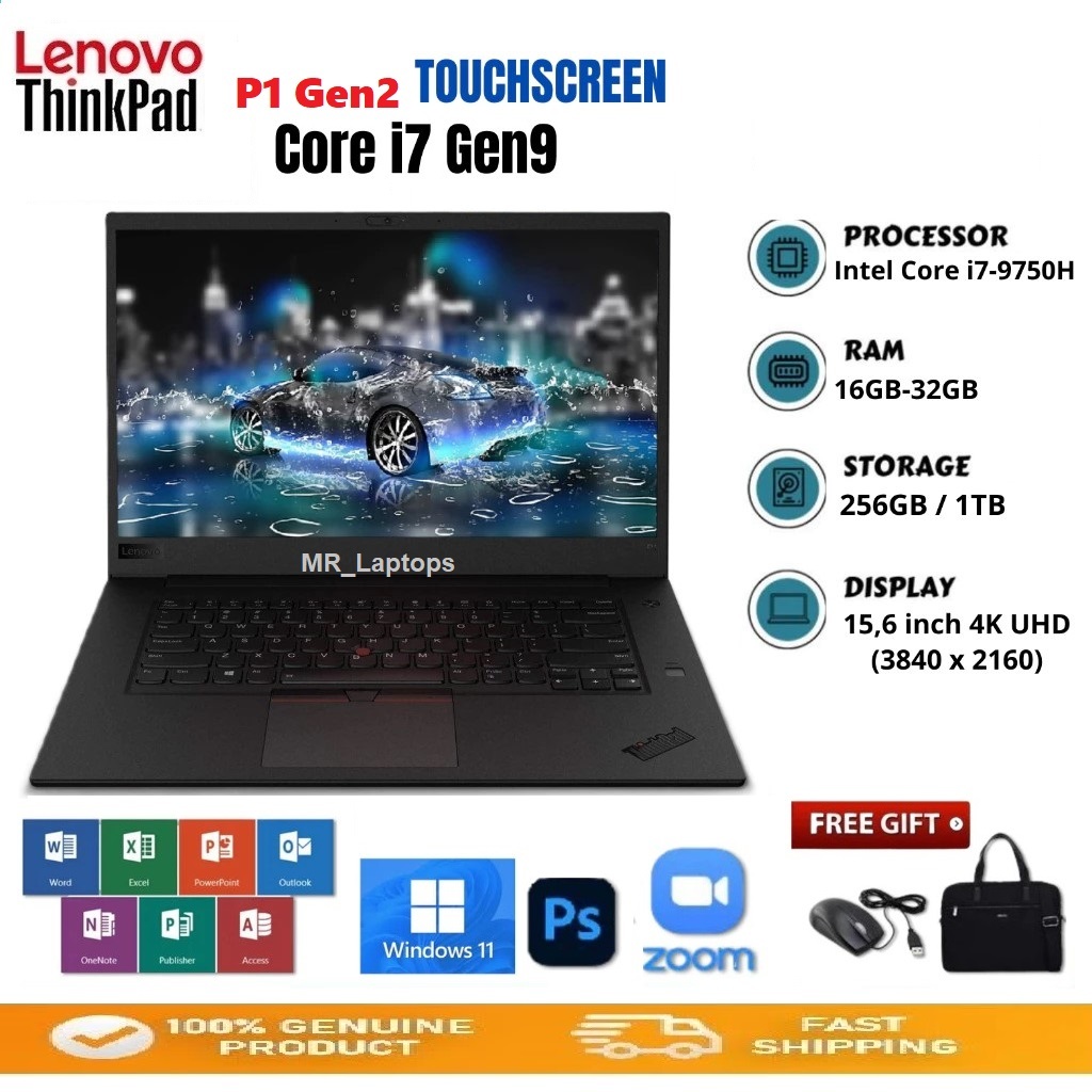 Jual LAPTOP THINKPAD P1 GEN2 Core i7 9th TOUCHSCREEN NVIDIA RAM