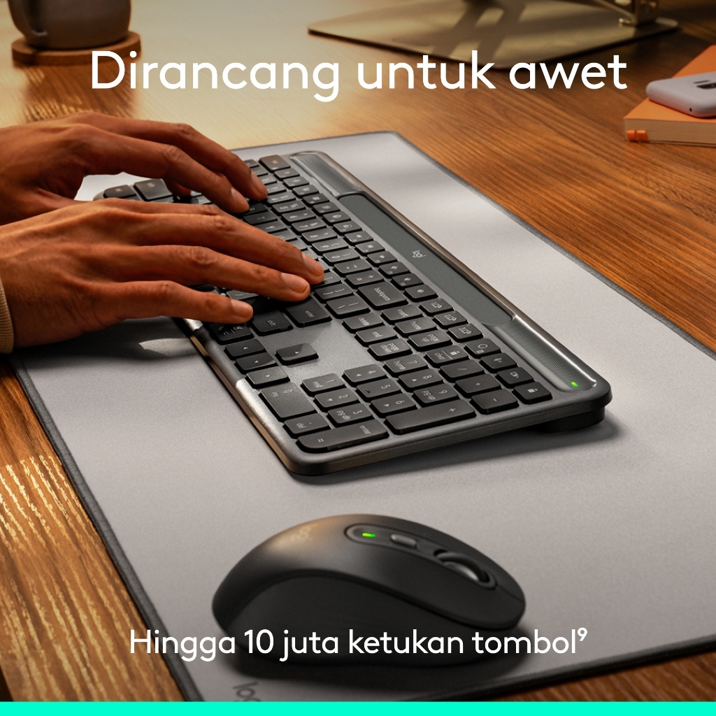 Logitech Signature Slim Solar+ Keyboard Wireless Bertenaga Surya dan Cahaya Buatan, Baterai Tahan Lama yang dapat bertahan hingga 10 tahun, Tombol yan (6)