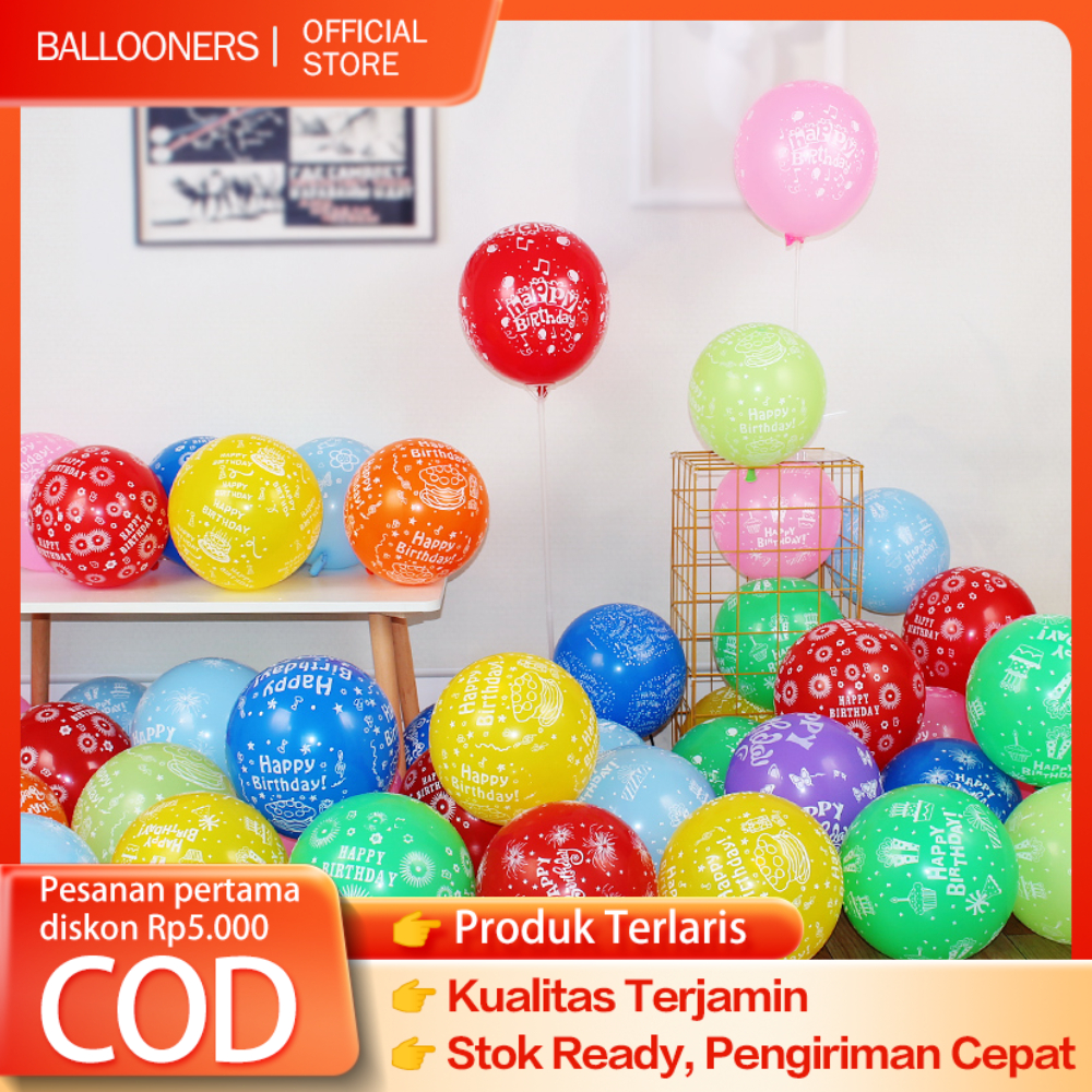 Balon Latex Happy Birthday / Balon Latex Tulisan Happy Birthday Warna Warni Untuk Dekorasi Perlengkapan Ulang Tahun