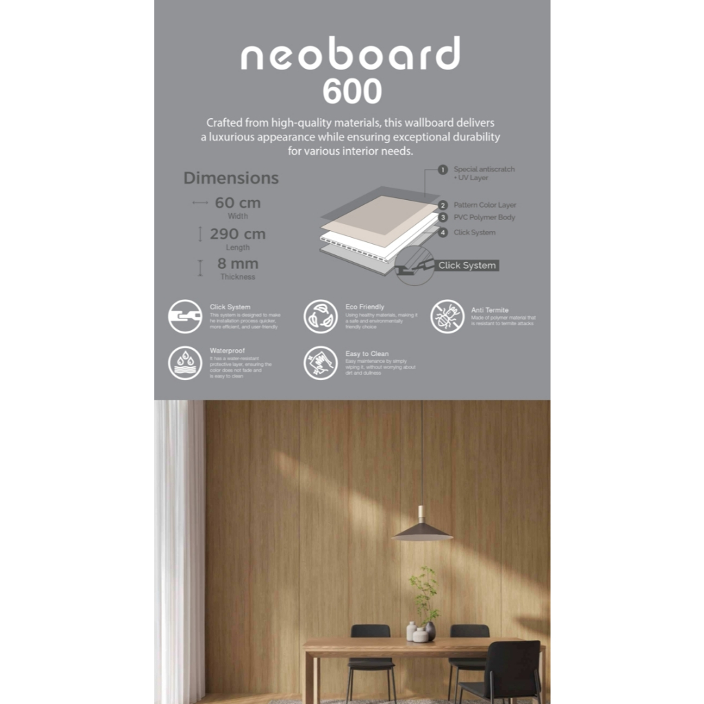 Jual NEOBOARD GAIA PVC HIGH QUALITY UKURAN 60CMX2,9M TEBAL 8MM ...