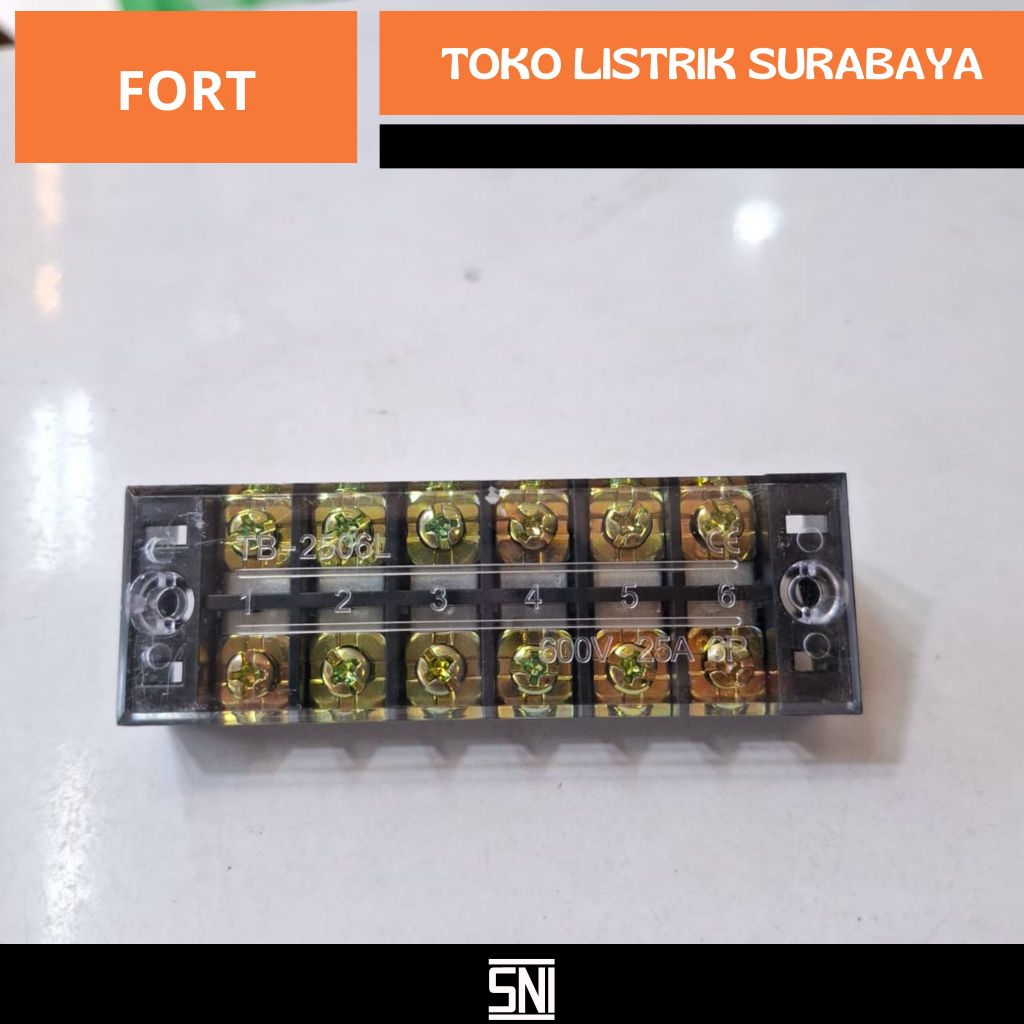 Jual TERMINAL BLOK KABEL TB2506L FORT 600v 25A 6p TERMINAL BLOCKS ...