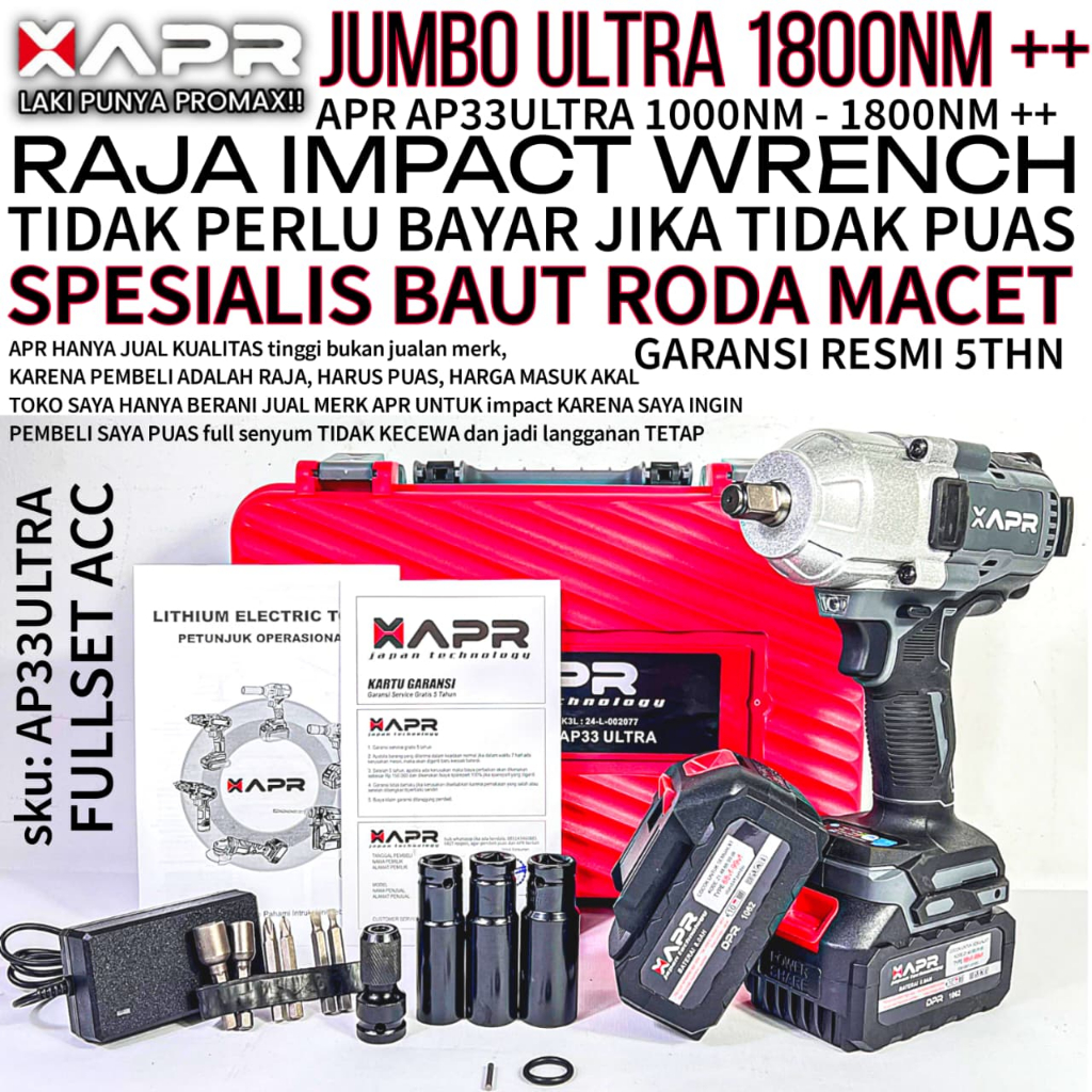 Jual APR JAPAN AP33ULTRA 1800NM Impact Jumbo Mesin Pembuka Baut Roda ...