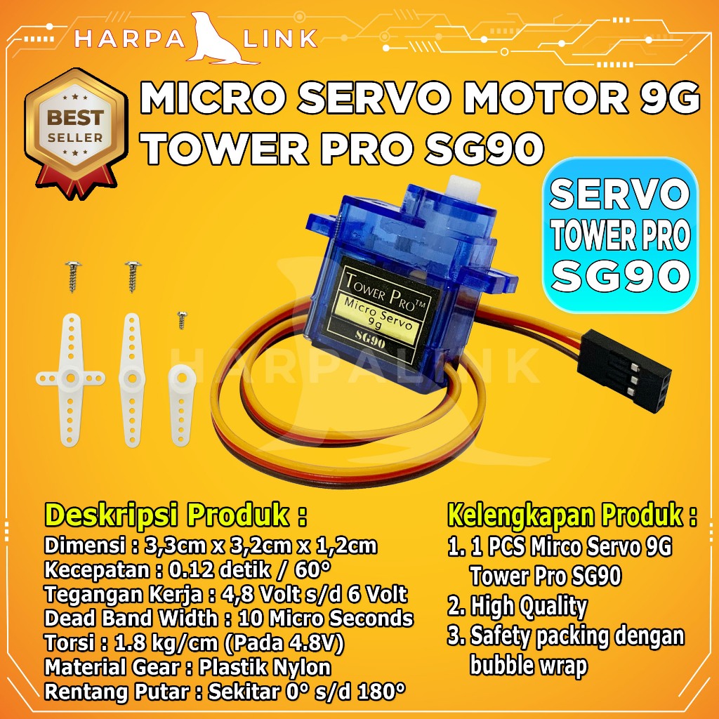 Jual TowerPro Motor Servo SG90 SG-90 9G / Motor Servo SG90 Tower Pro ...